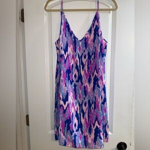Lilly Pulitzer Lila Silk Dress Pink and Blue Abstract size XL